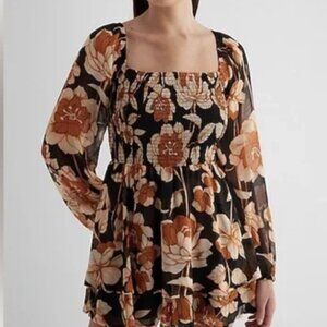 EXPRESS square neck long sleeved romper dress